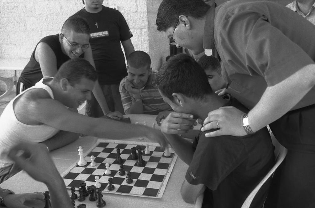Chess players at a Christian community center.